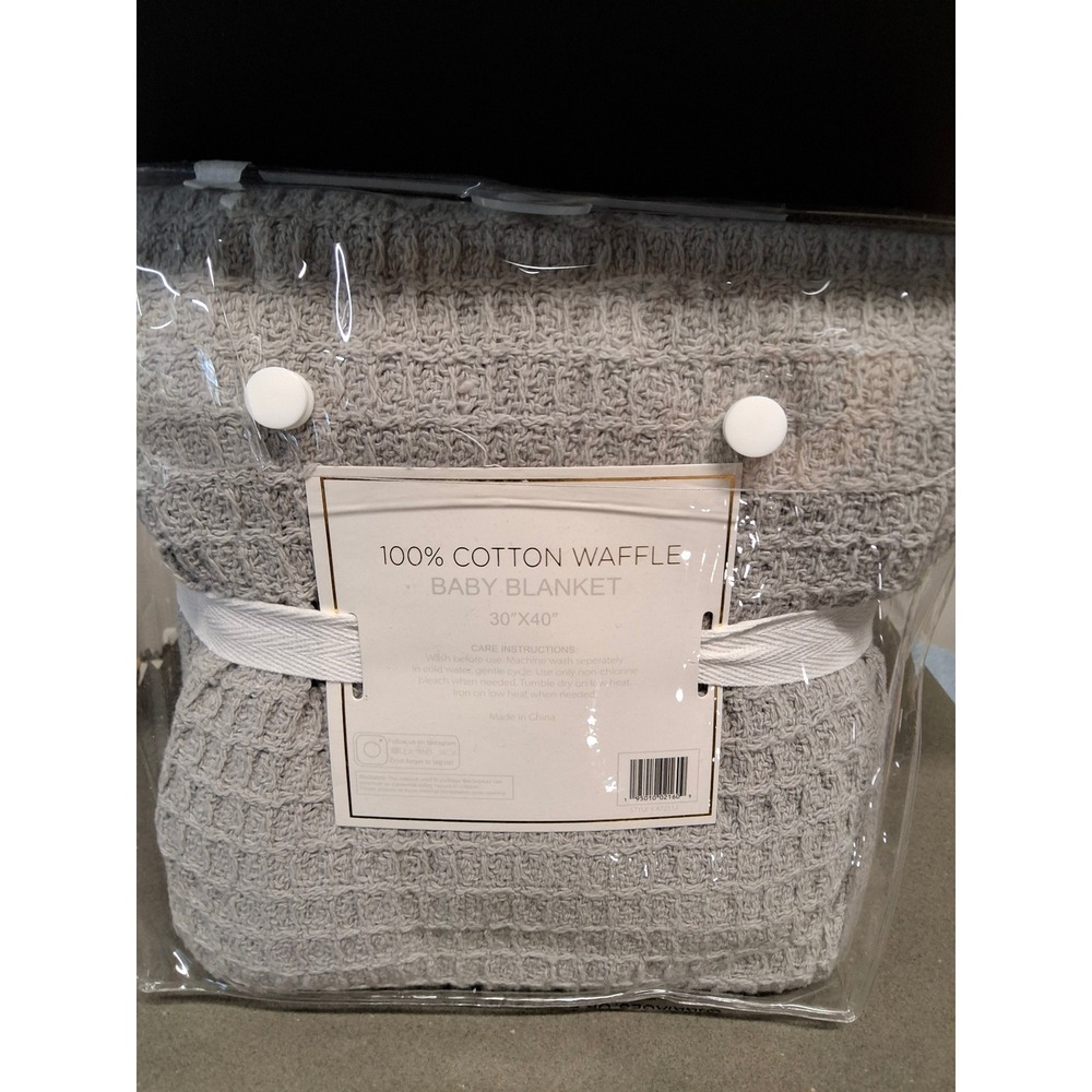 Lila & Jack New York 100% Cotton Waffle Baby Blanket Gray 30x40 NWT